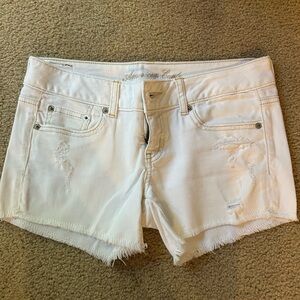 American Eagle Outfitters White Jean Shorts with Frayed Hem
